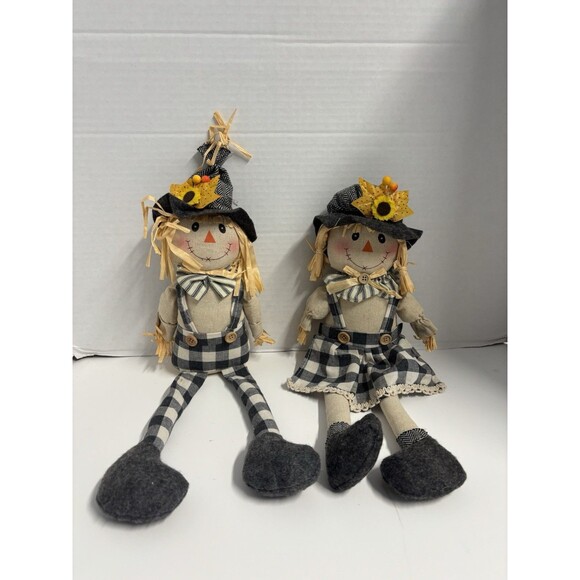 Mr & Mrs Fall Scarecrows Lot Super Cute - Picture 1 of 4